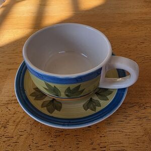 Floral Patterned Coffee Cup and Saucer Set